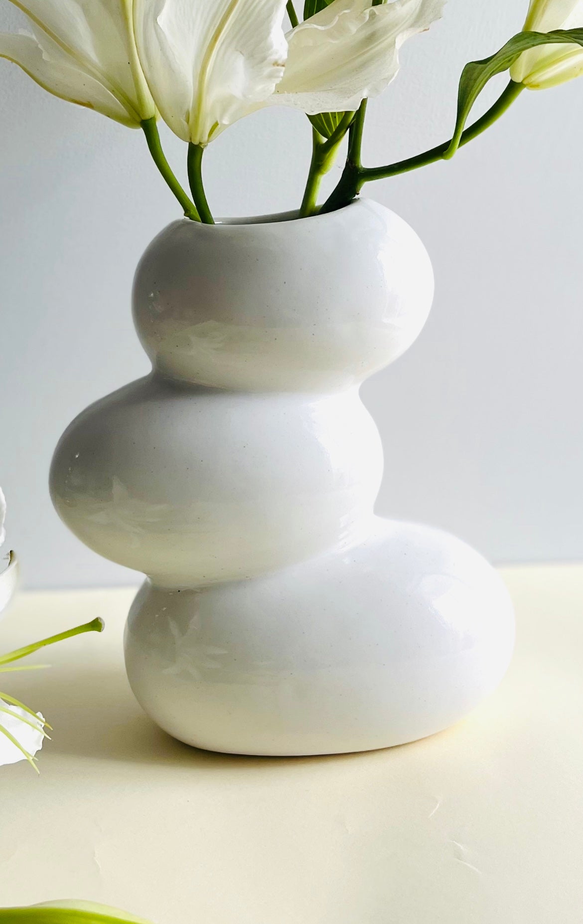 Ceramic Pebble Shape White Vase