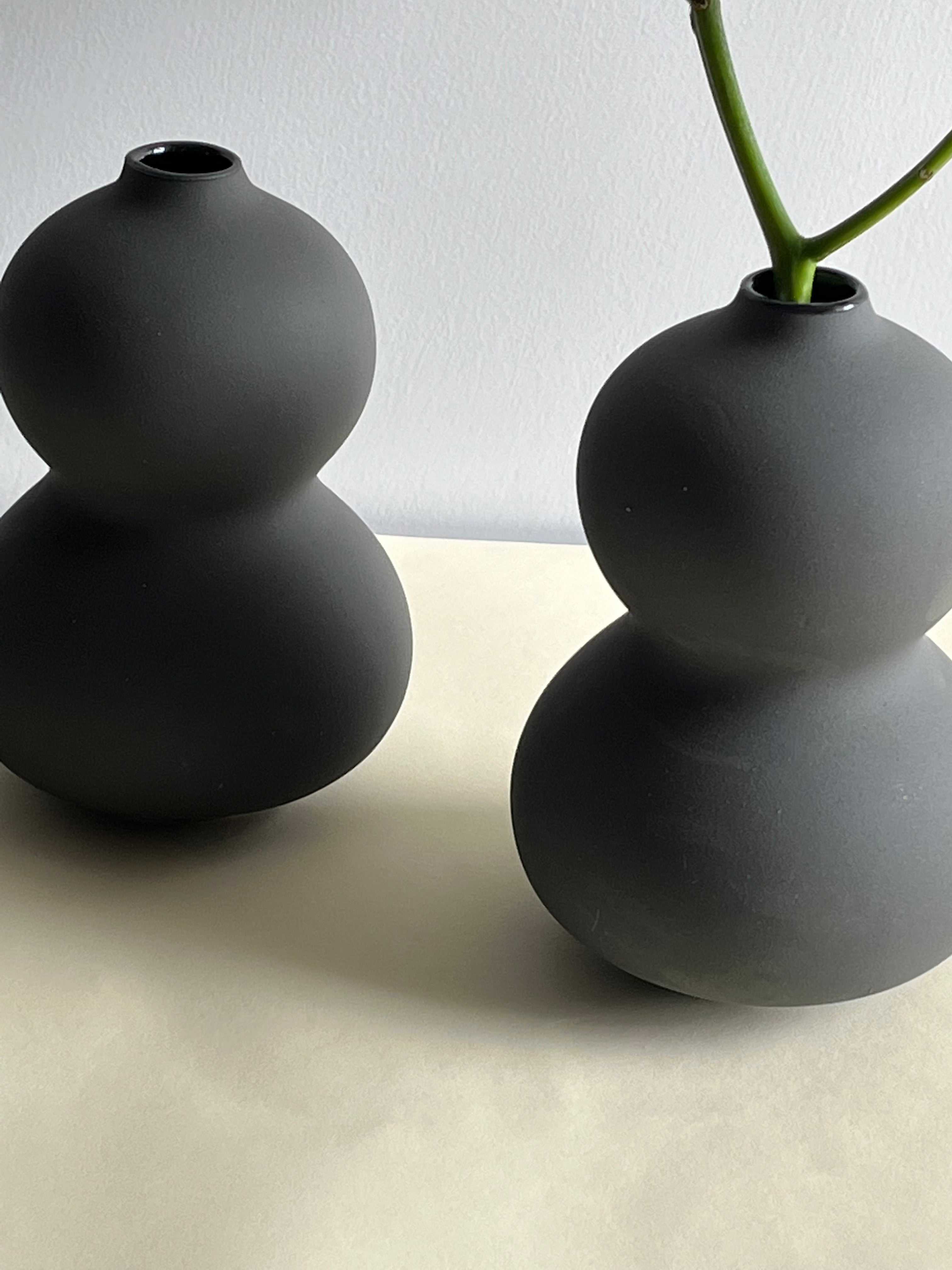 Black Pebble Style Ceramic Vases- Set of 2