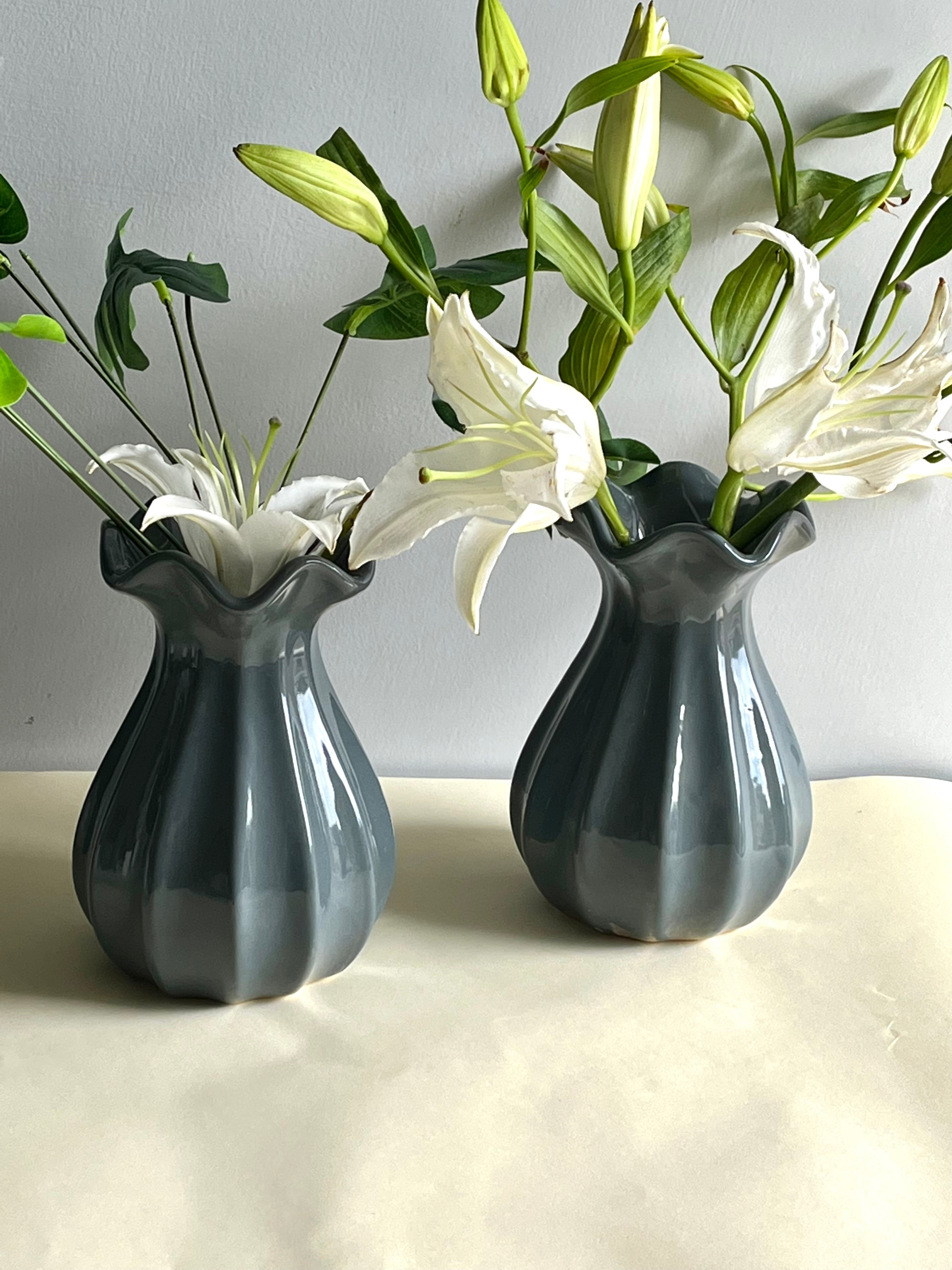 Grey Flower Vases- Set of 2