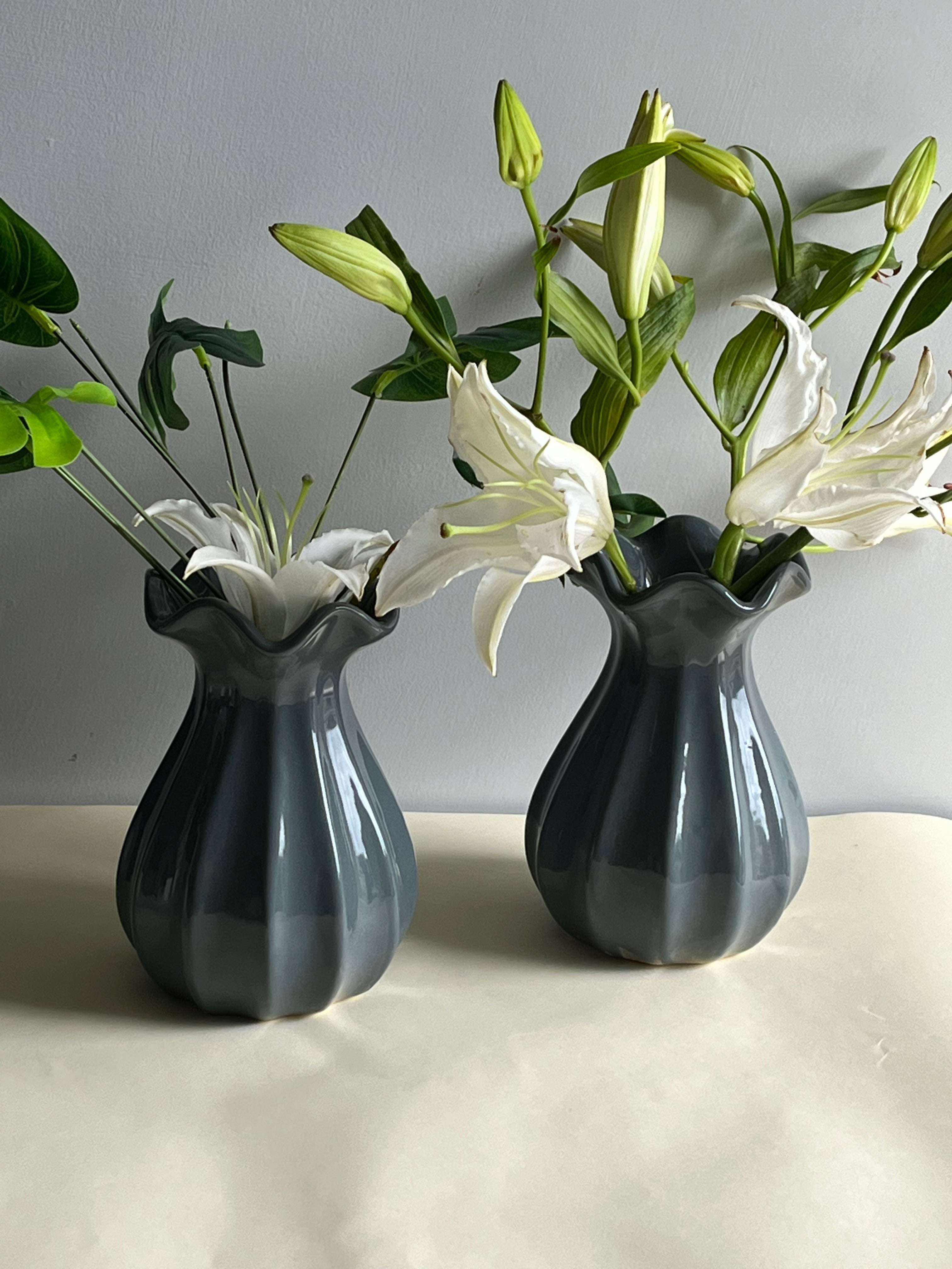 Grey Flower Vases- Set of 2