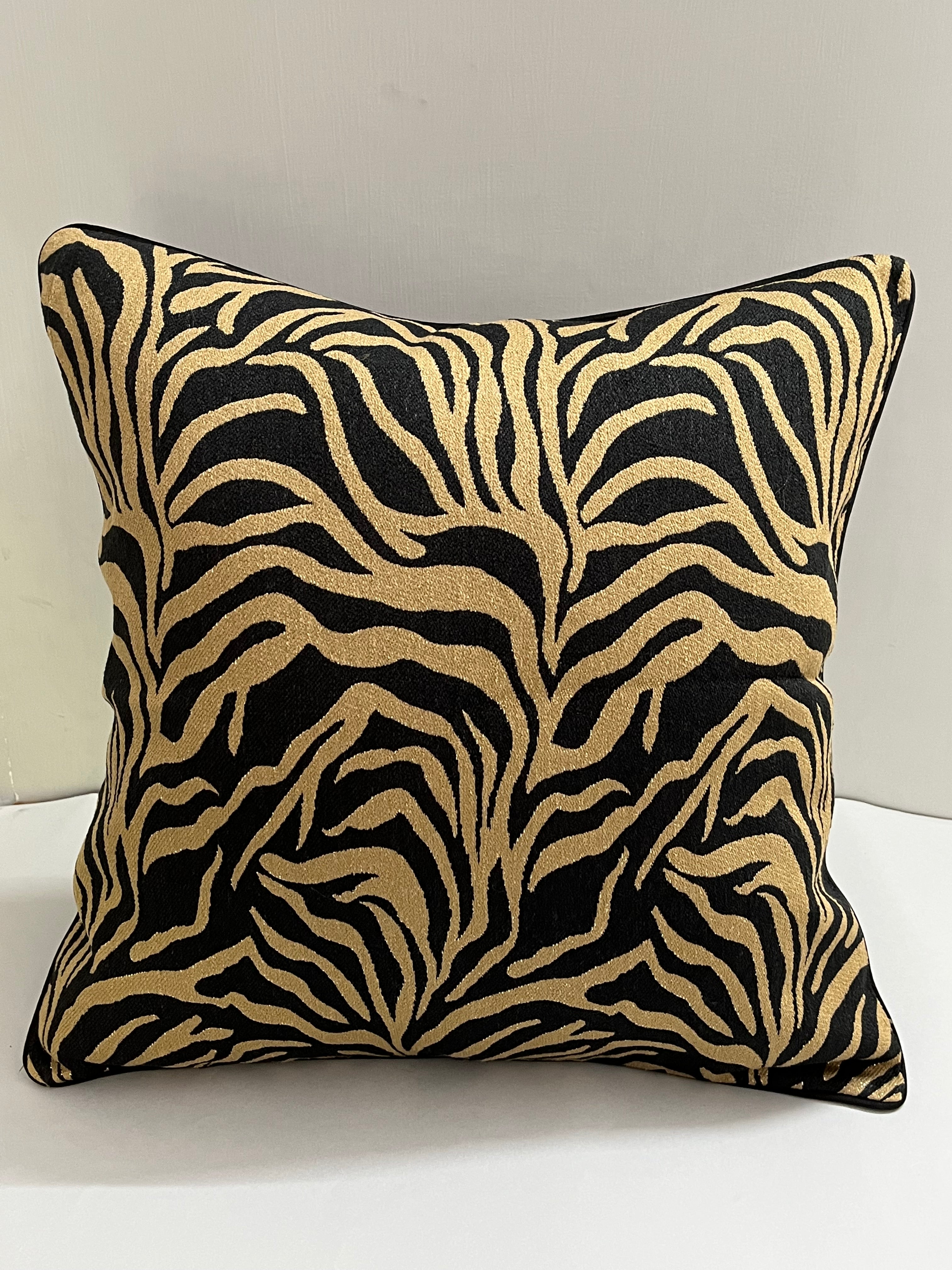 Luxurious Gold & Black Cushion Cover 18x18 inches