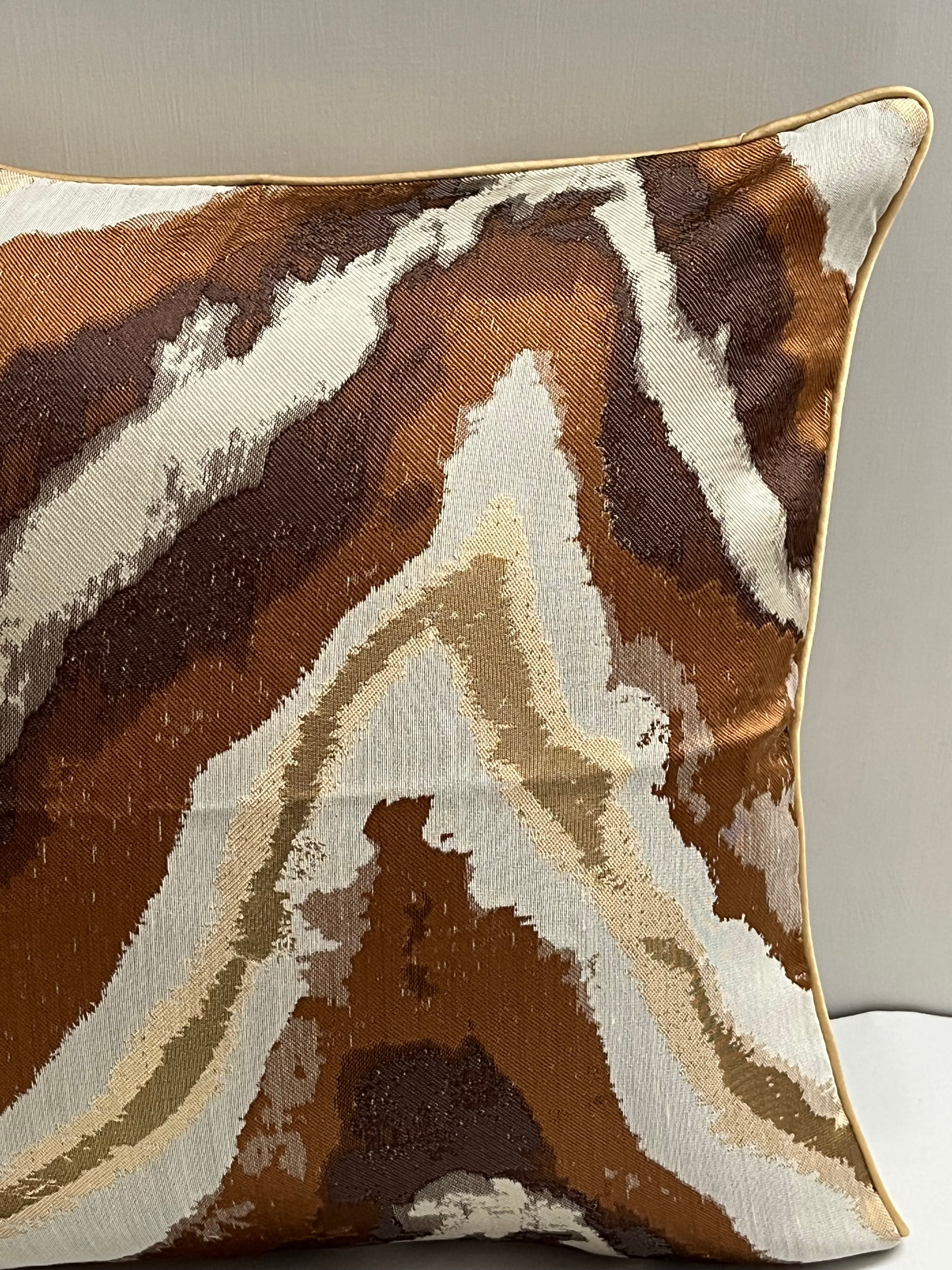 Luxurious Gold & Brown Cushion Cover 18x18 inches