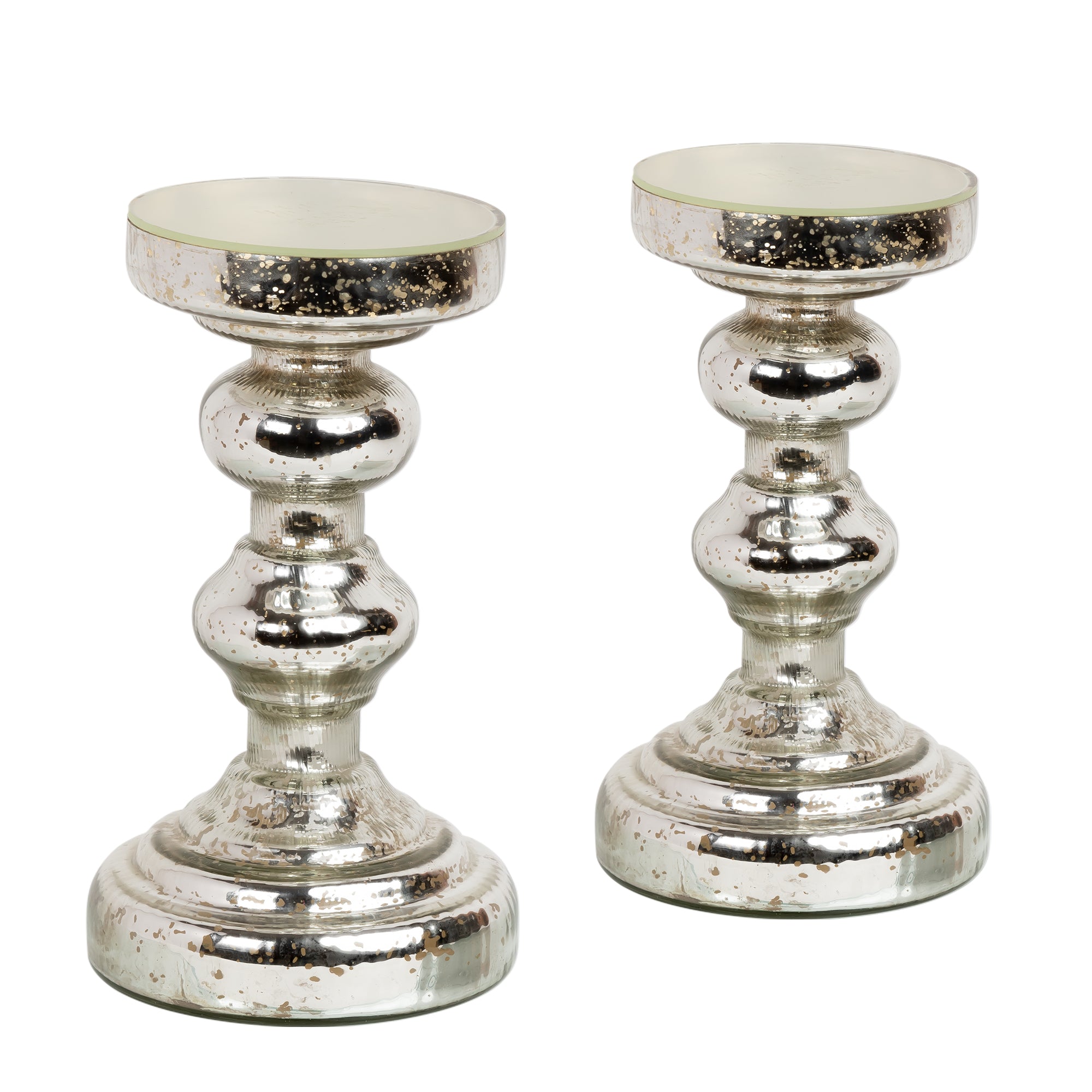 Silver Hour Glass Candle Stand-Set of 2