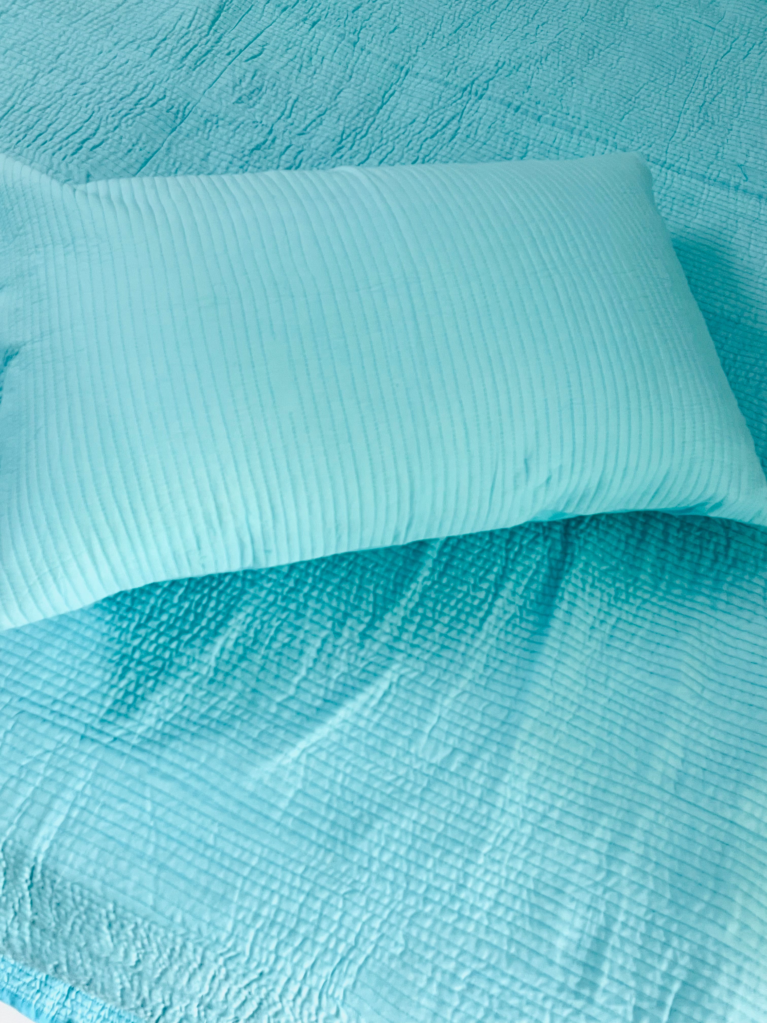 Light Aqua Blue Super King Size 100% Pure Cotton Luxurious Quilted Bedspread 108x108 inches