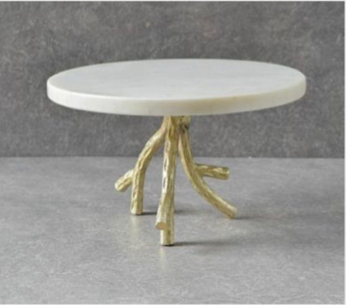 Marble & Gold Solid Gold Cake Stand