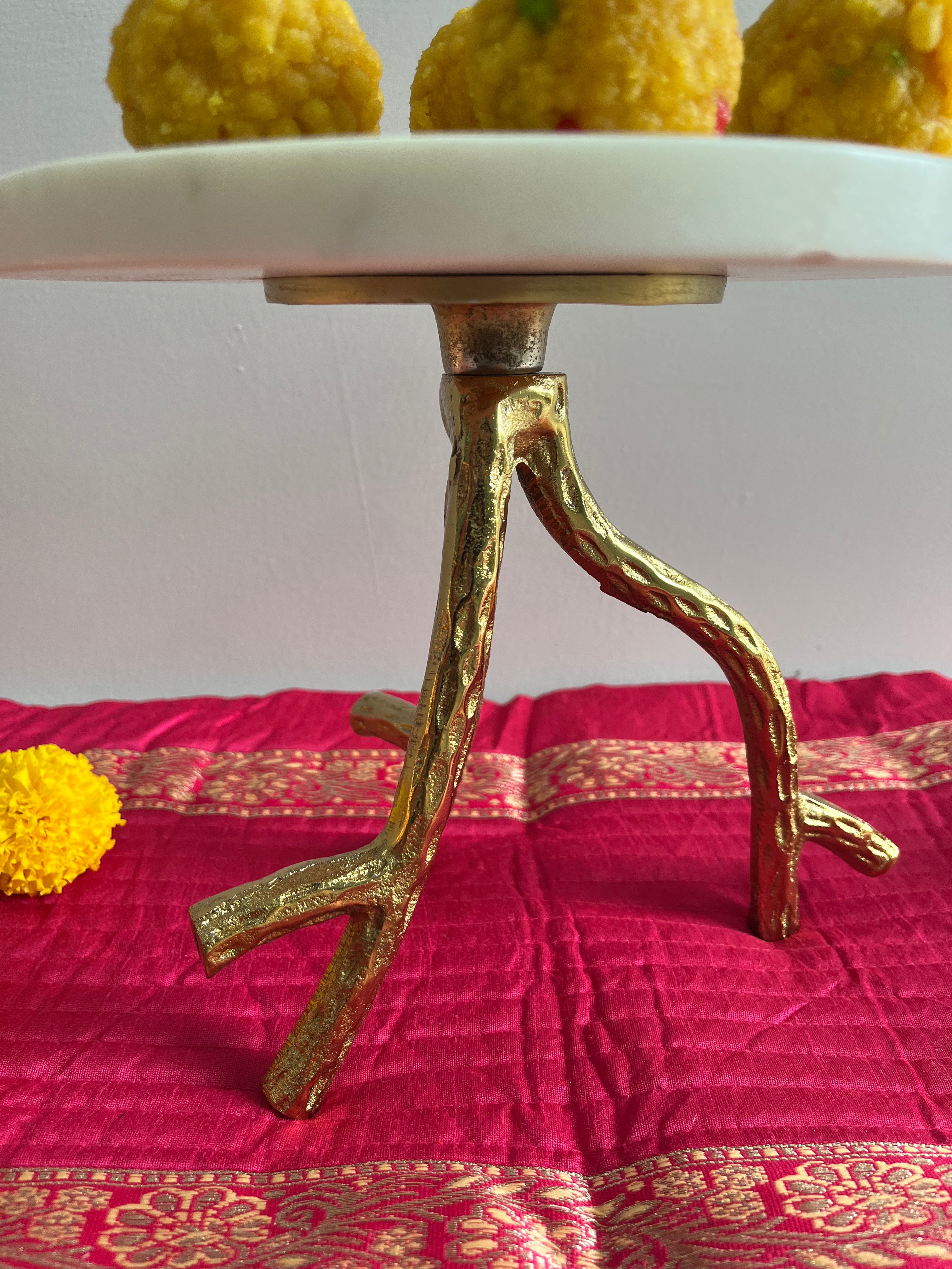Marble & Gold Solid Gold Cake Stand