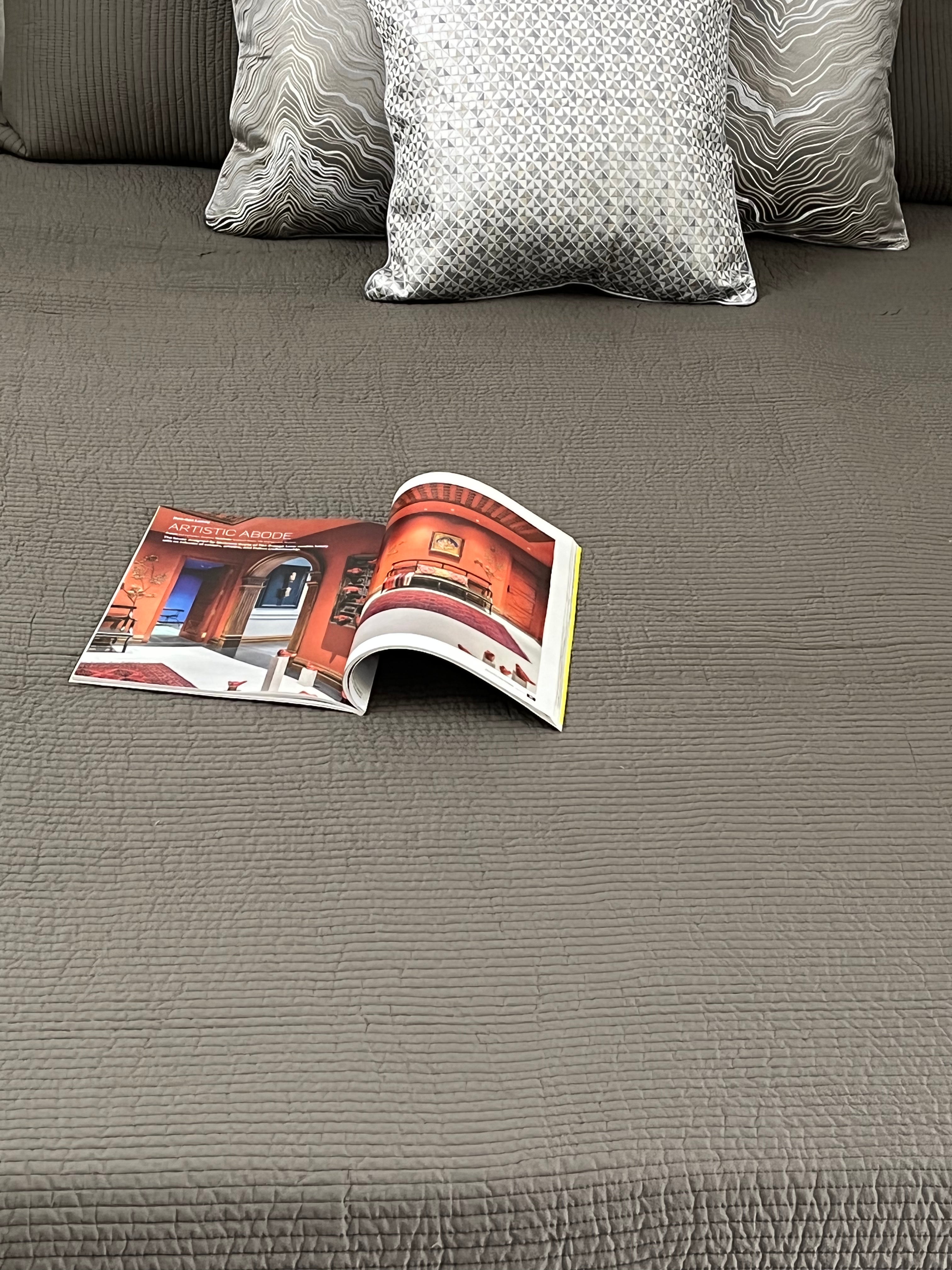 Greyish Brown Super King Size 100% Pure Cotton Luxurious Quilted Bedspread 108x108 inches
