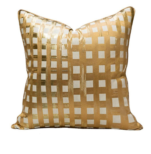 Luxurious Gold & White Cushion Cover 18X18 inches