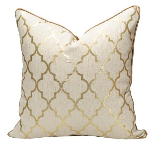 Luxurious Gold & White Cushion Cover 18x18 inches